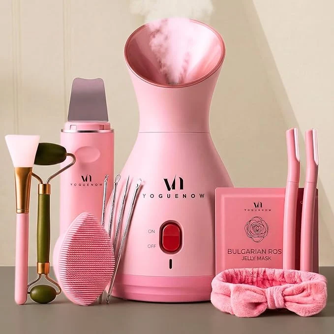 Traditional Facial Steamer Spa Kit with Complimentary 17 Skin Care Tools Face Steamer Natural