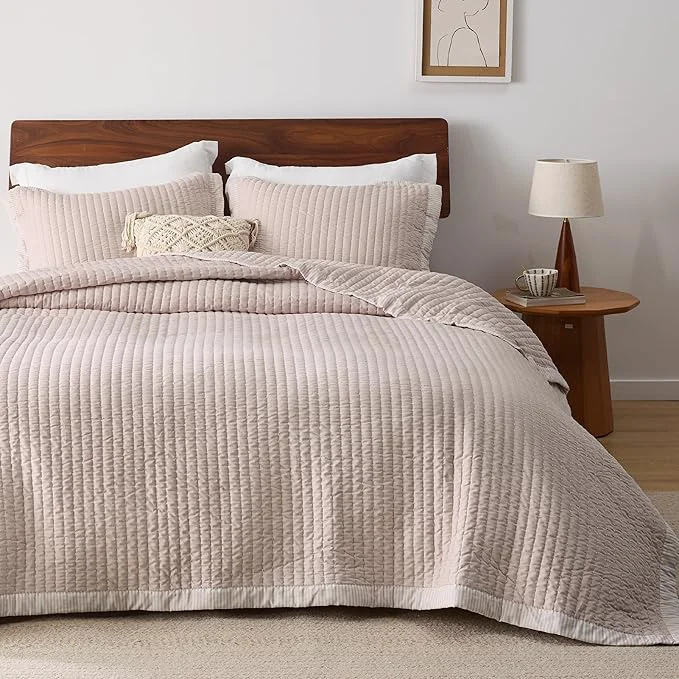 Flexible Bedsure Pink Quilts King Size – King Quilt Bedding Set Bedspread Coverlet Lightweight Corduroy Pattern Bedspread 3-Piece Set with 106 quot x96 quot Coverlet amp 2 Pillow Shams All-Season Soft Microfiber Smooth