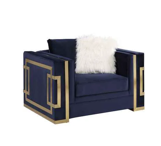 Easy-to-Use Virrux – Chair With 2 Pillows – Blue Velvet amp Gold Breathable