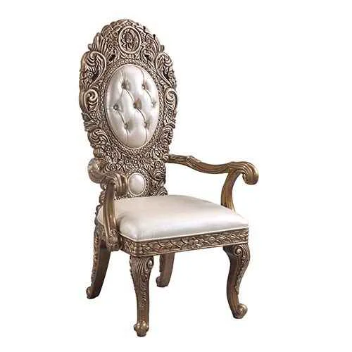 Smooth Constantine – Arm Chair Set of 2 – Synthetic Leather Brown amp Gold Superior