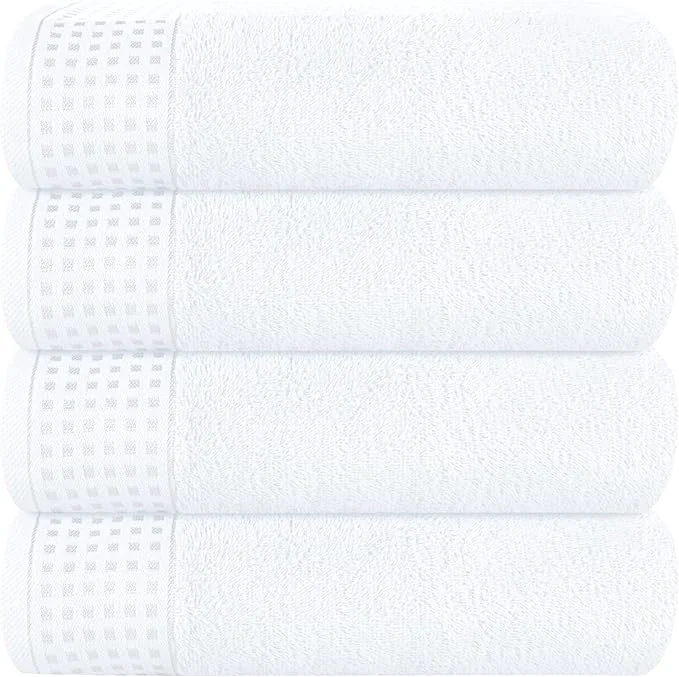 Versatile GLAMBURG Ultra Soft 4 Pack Oversized Bath Towel Set 27×54 inches Cotton Classic