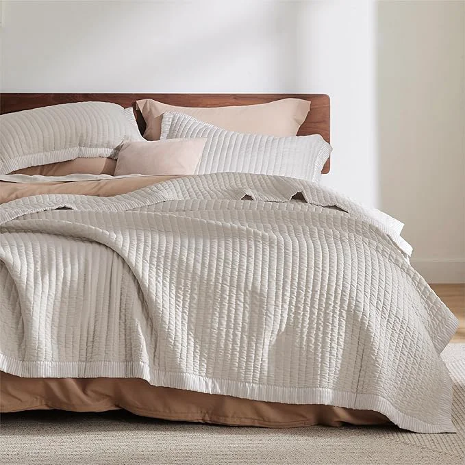 Breathable Bedsure California King Quilt – Cal King Summer Bedding Set Bedspread Coverlet Lightweight Corduroy Pattern Bedspread 3-Piece Set with 111 quot x106 quot Coverlet amp 2 Pillow Shams All-Season Soft Microfiber Practical