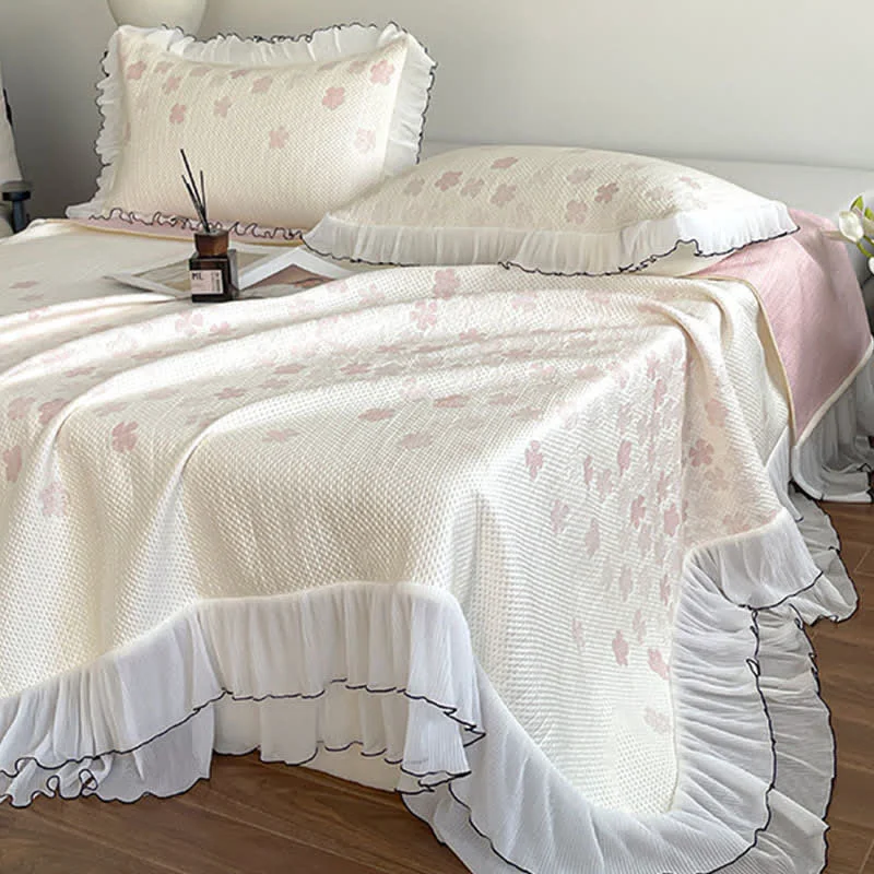 World-Class Ownkoti Ruffled Floral Jacquard Bedspread Set Refined
