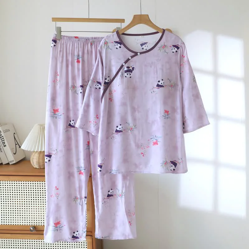 Superior Ownkoti Purple Panda Print Loungewear Set Luxury