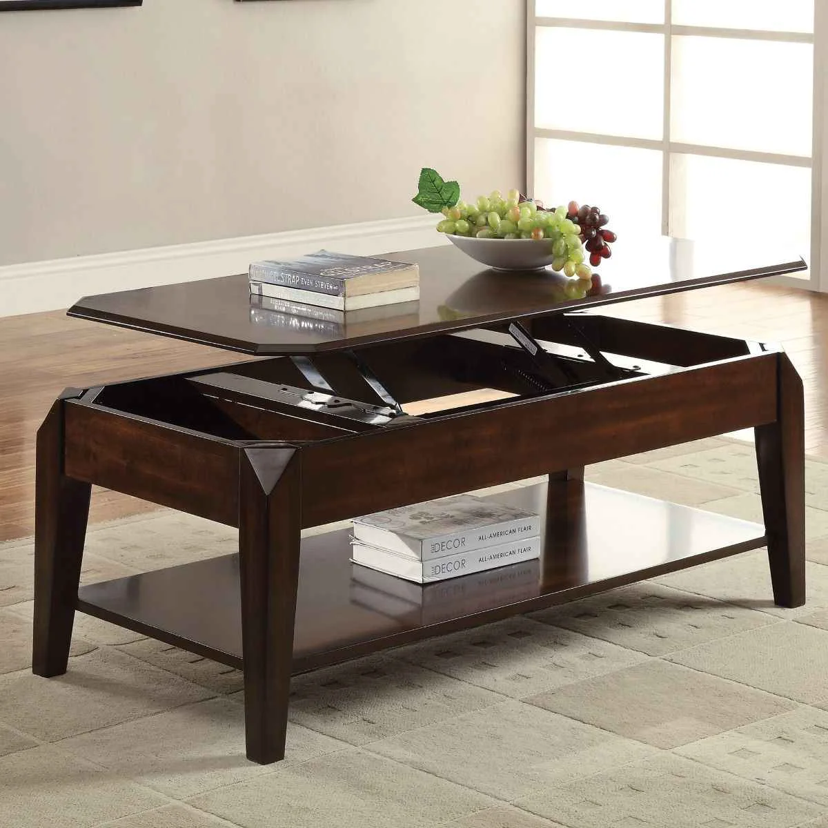 Traditional Docila – Coffee Table With Lift Top – Walnut Convenient