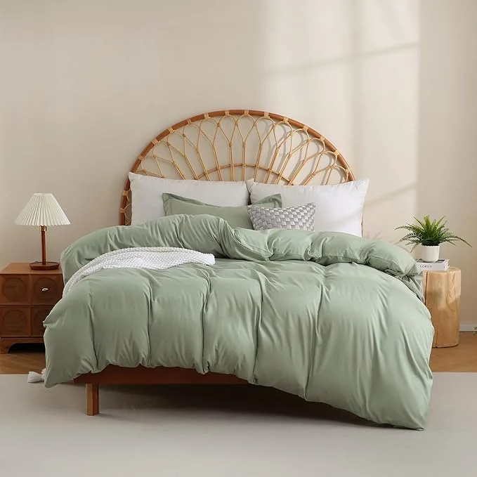 Advanced JSD Sage Green Duvet Cover Set Twin Size 2 Piece Microfiber Kids Duvet Cover with Pillow Sham Zipper Closure Comforter Not Included Fine Crafted