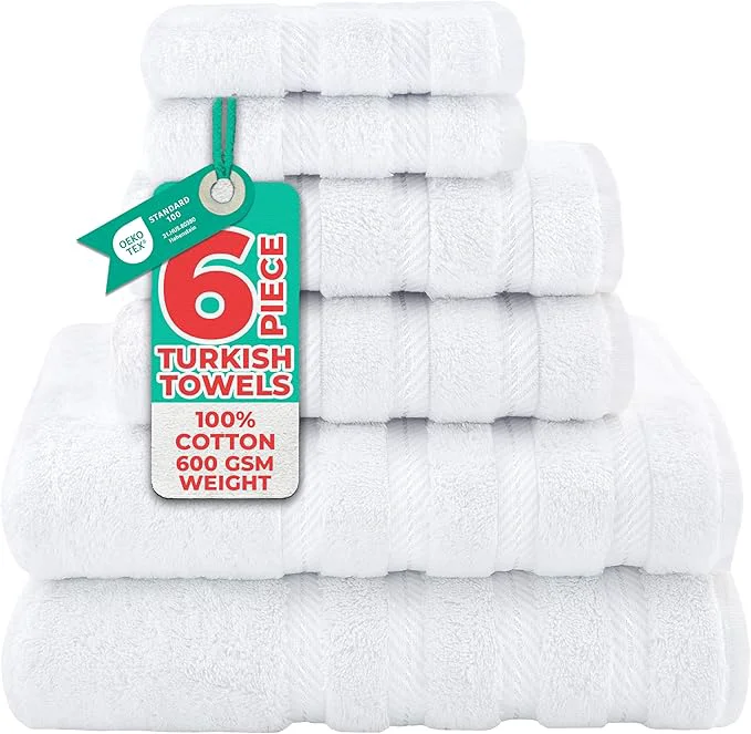 Relaxed American Soft Linen Luxury 6 Piece Towel Set 2 Bath Towels 2 Hand Towel 2 Official