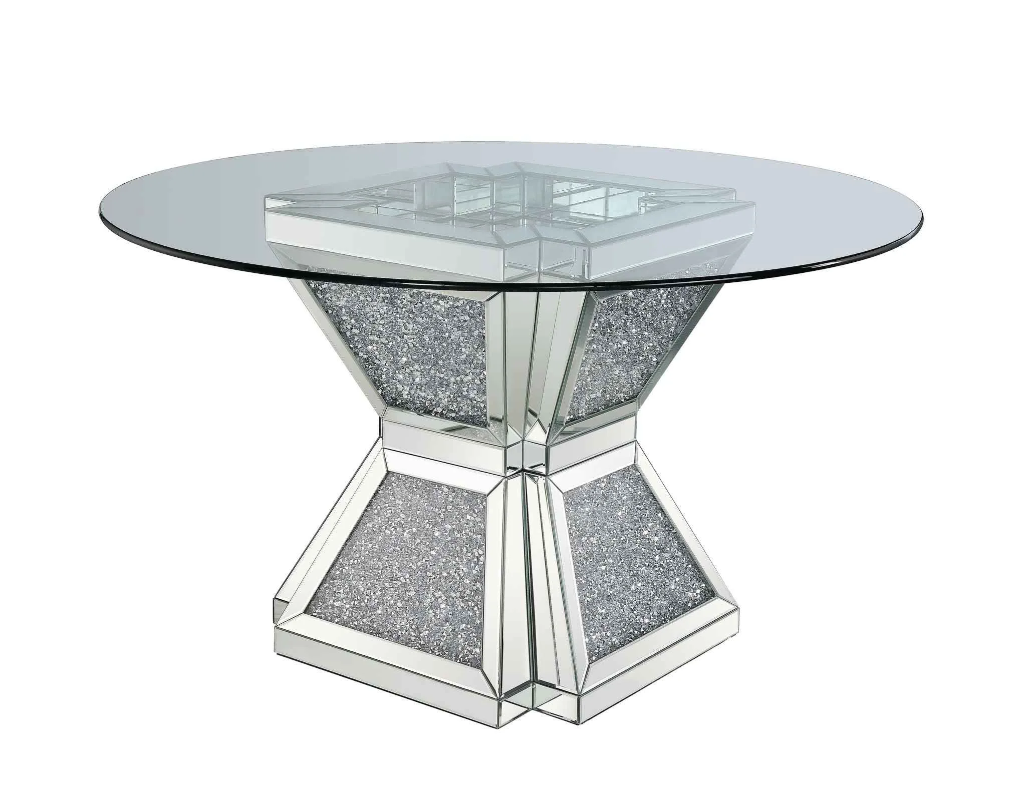 Easy-to-Use Noralie – 31 quot Dining Table – Clear Glass Mirrored amp Faux Diamonds Innovative