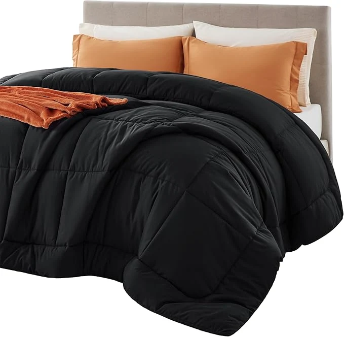 Lightweight Bedsure Comforter Duvet Insert – Quilted Comforters Queen Size All Season Duvet GentleSoft Down Bedding with 8 Tabs Gifts for Women Men Black Queen 88 x 88 Inches Consistent
