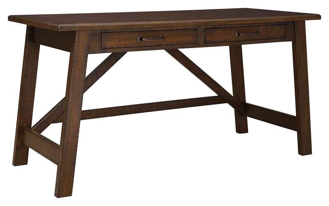 Official Baldridge – Home Office Large Leg Desk – Rustic Brown First-Class