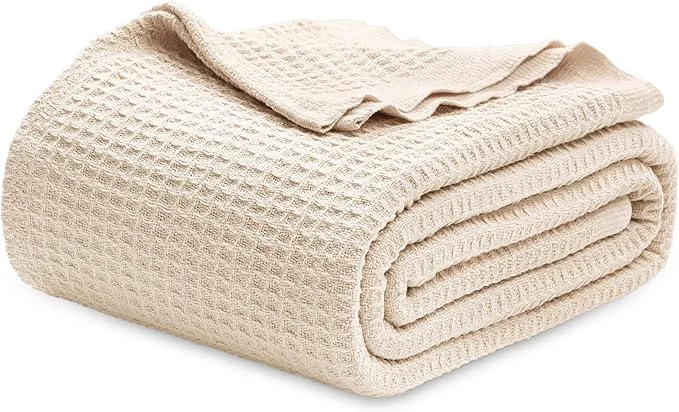 Exceptional Bedsure Gentlesoft Cotton Blanket Twin XL Size for College Dorm – Breathable and Soft for Spring Summer Waffle Weave Twin Blanket for Bed Dorm Room Essentials Yellowish Cream 66×90 inches Crafted