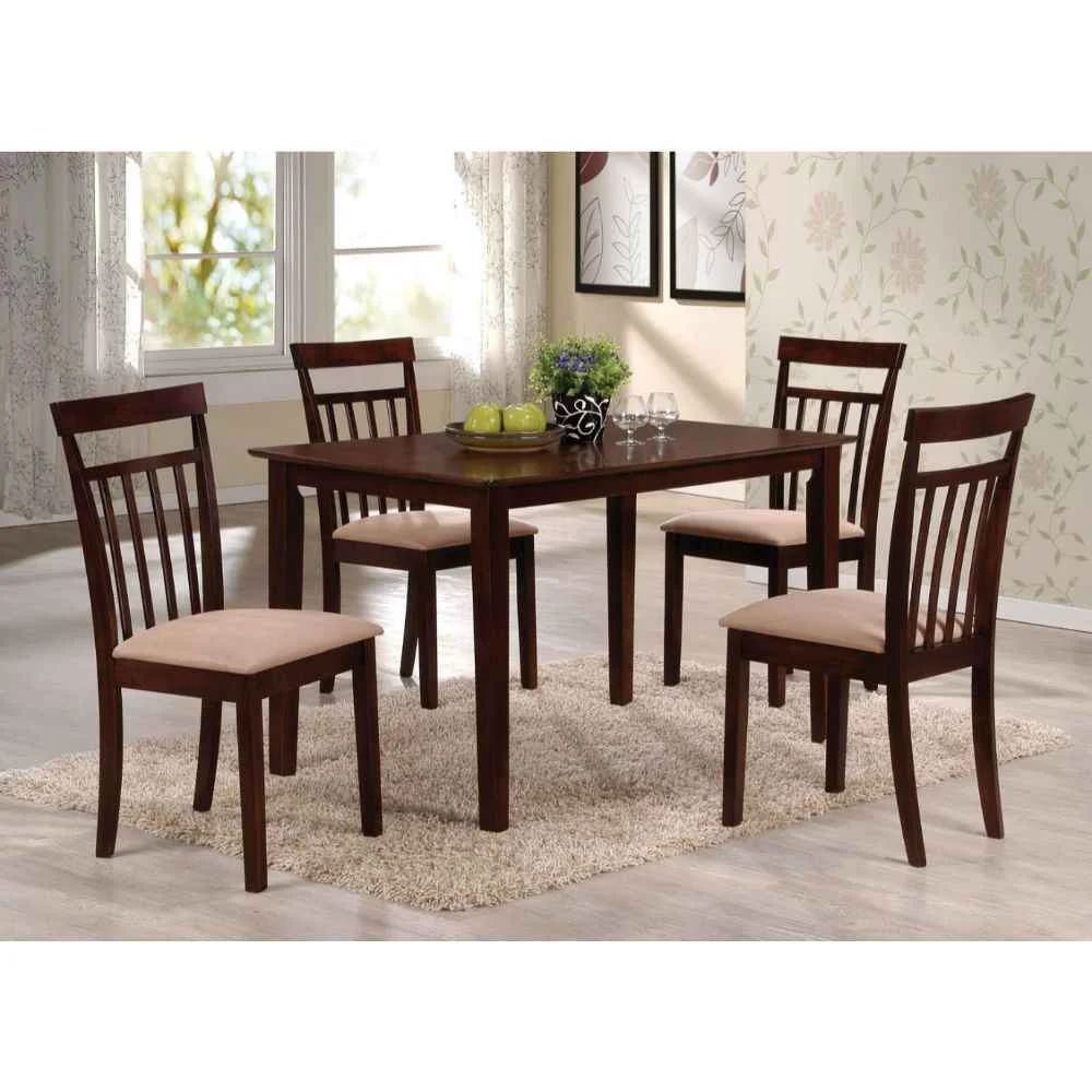 Efficient Samuel – 5 Piece Dining Set – Beige Microfiber amp Espresso Long-Lasting