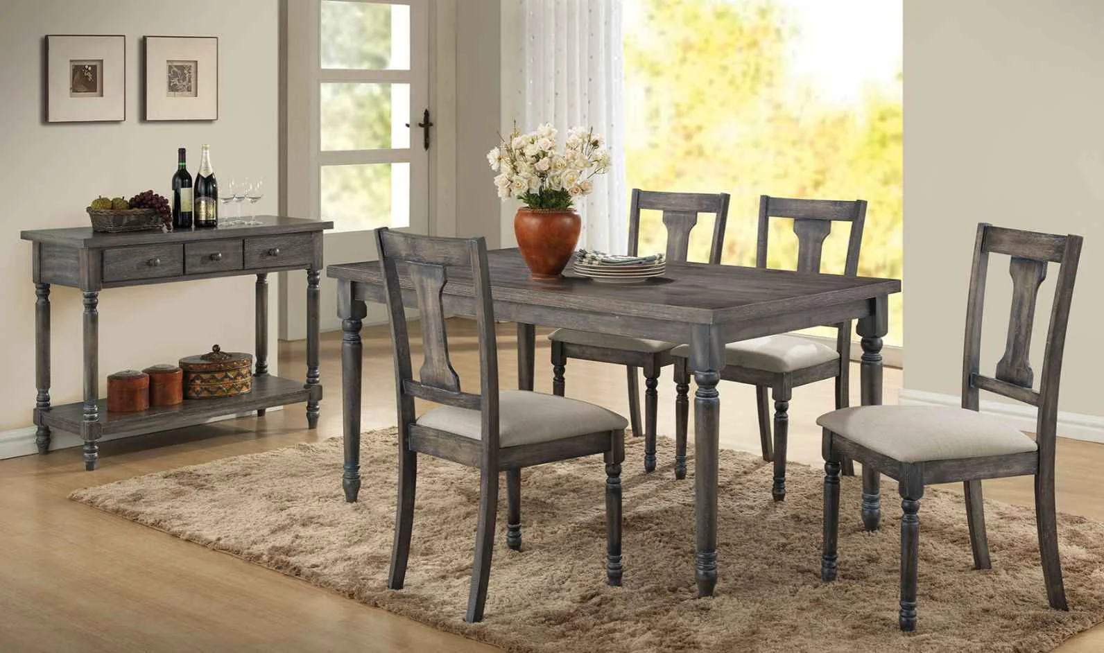 Powerful Wallace – Dining Table – Weathered Gray Pure