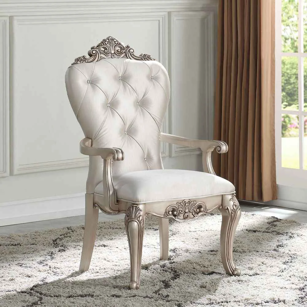 Optimized Gorsedd – Arm Chair Set of 2 – Cream Fabric amp Golden Ivory Sustainable