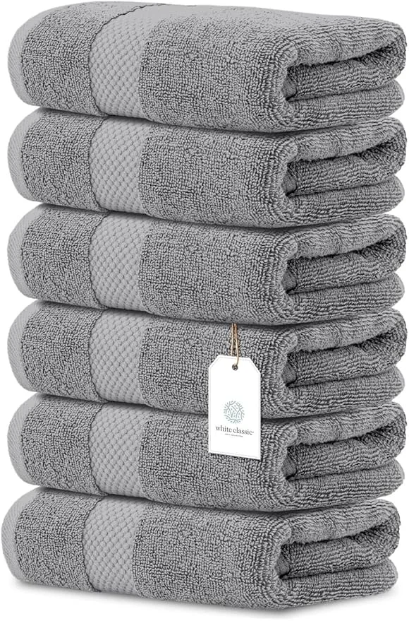 Organic White Classic Luxury Light Gray Hand Towels Selected
