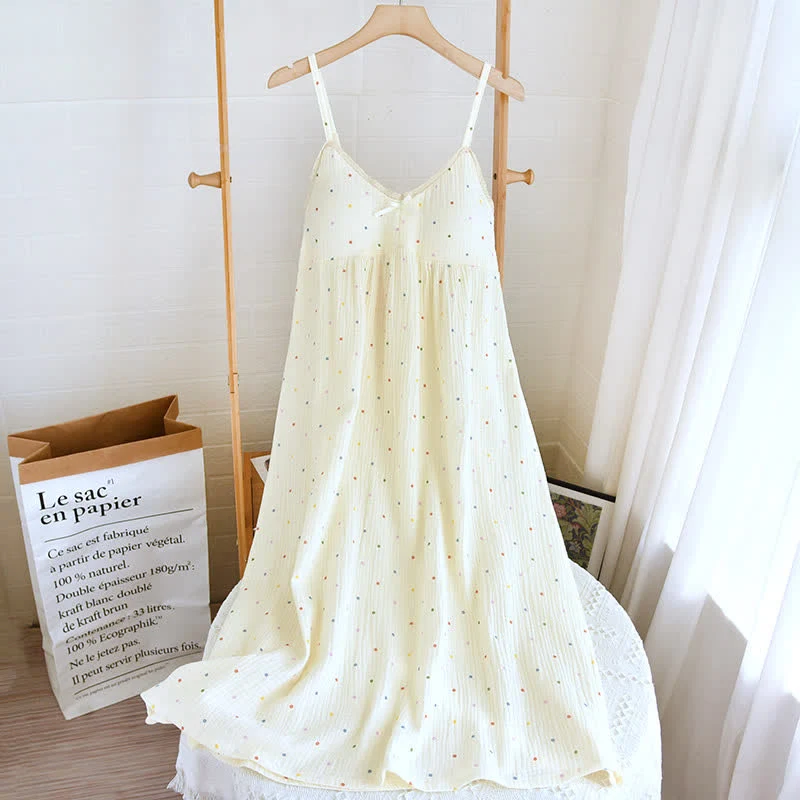 Elite Ownkoti Rainbow Dot Cotton Gauze Lounge Dress Sustainable