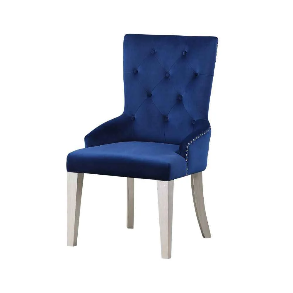 Reusable Varian – Side Chair – Blue Fabric amp Antique Platinum High-Grade