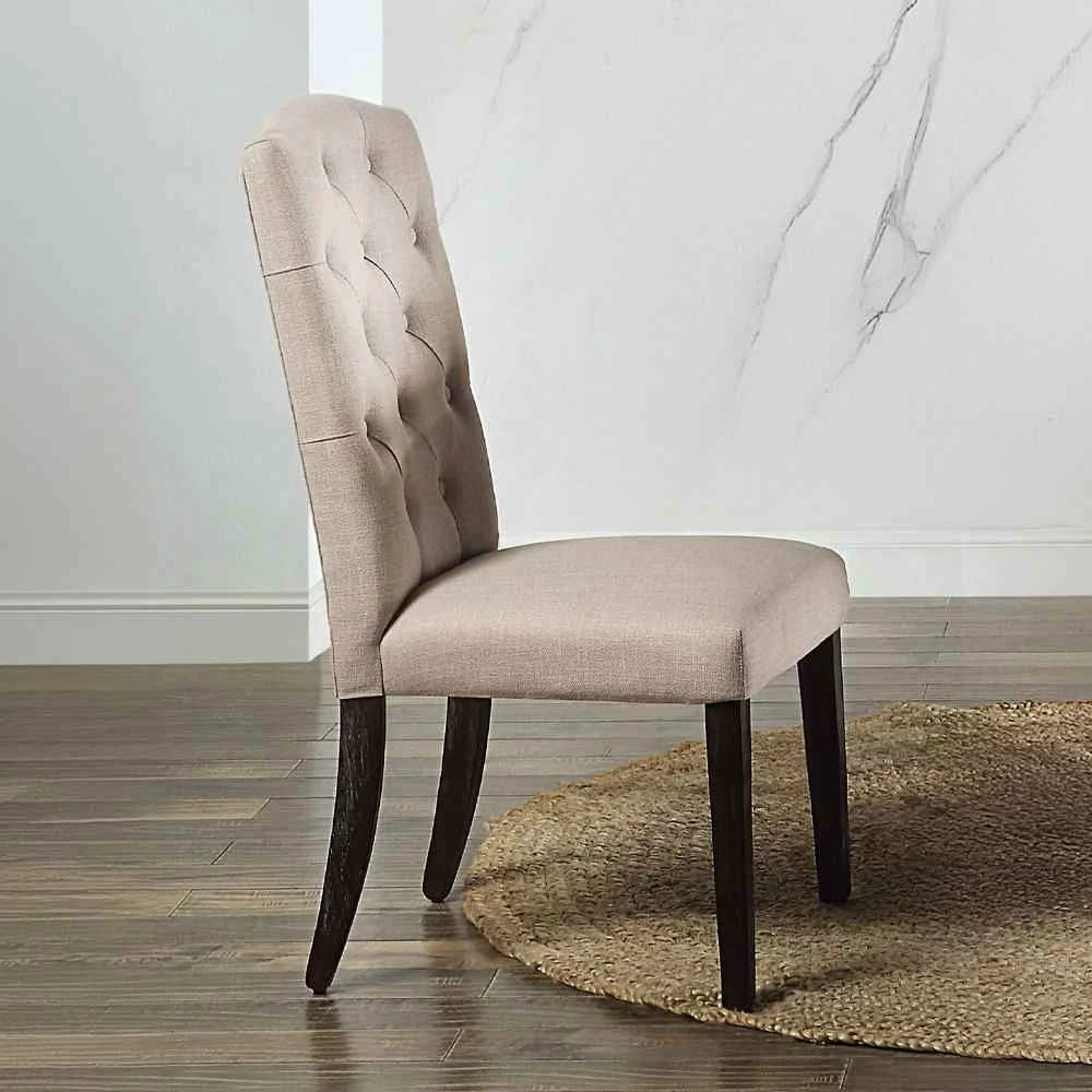 Fashionable Gerardo – Side Chair Set of 2 – Beige Linen amp Weathered Espresso Quality
