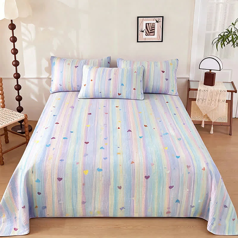Optimized Ownkoti Pastel Rainbow Stripe Soft Bedding Set Luxury