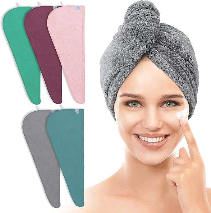 Long-Lasting TENSTARS 5 Pack Thicken Microfiber Hair Towel Wrap Enhanced