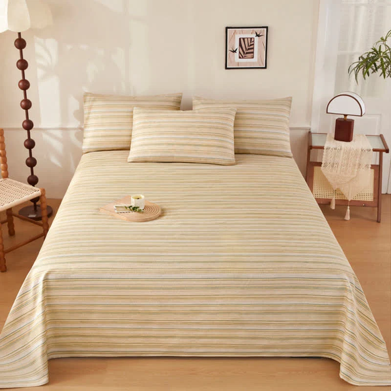 Relaxed Ownkoti Rustic Cotton Linen Stripe Bedspread Fine Crafted