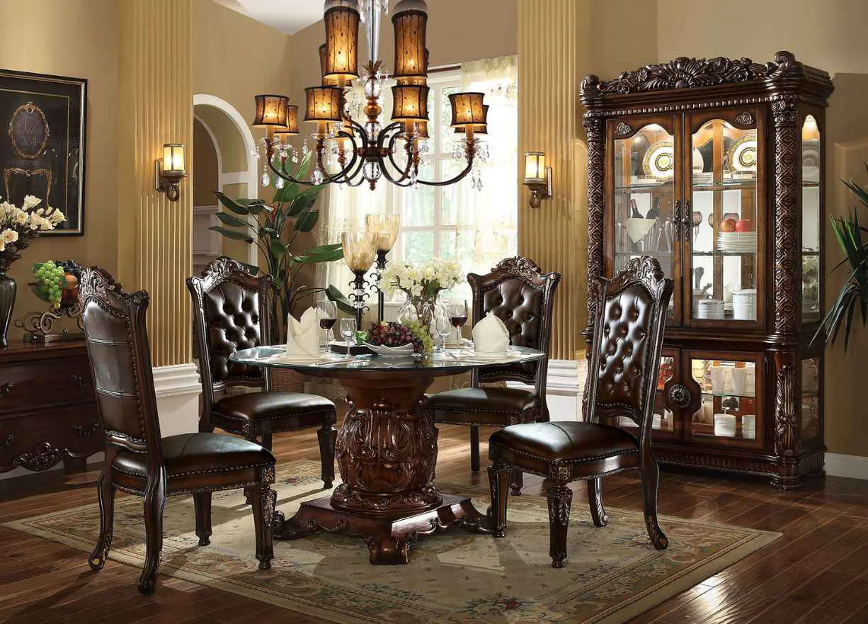 Artisan Vendome – Round Dining Table – Clear Glass Top amp Cherry Contemporary