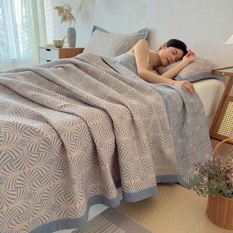 Functional OwnkotiJacquard Reversible 3-layer Geometric Blanket Quilt Unique