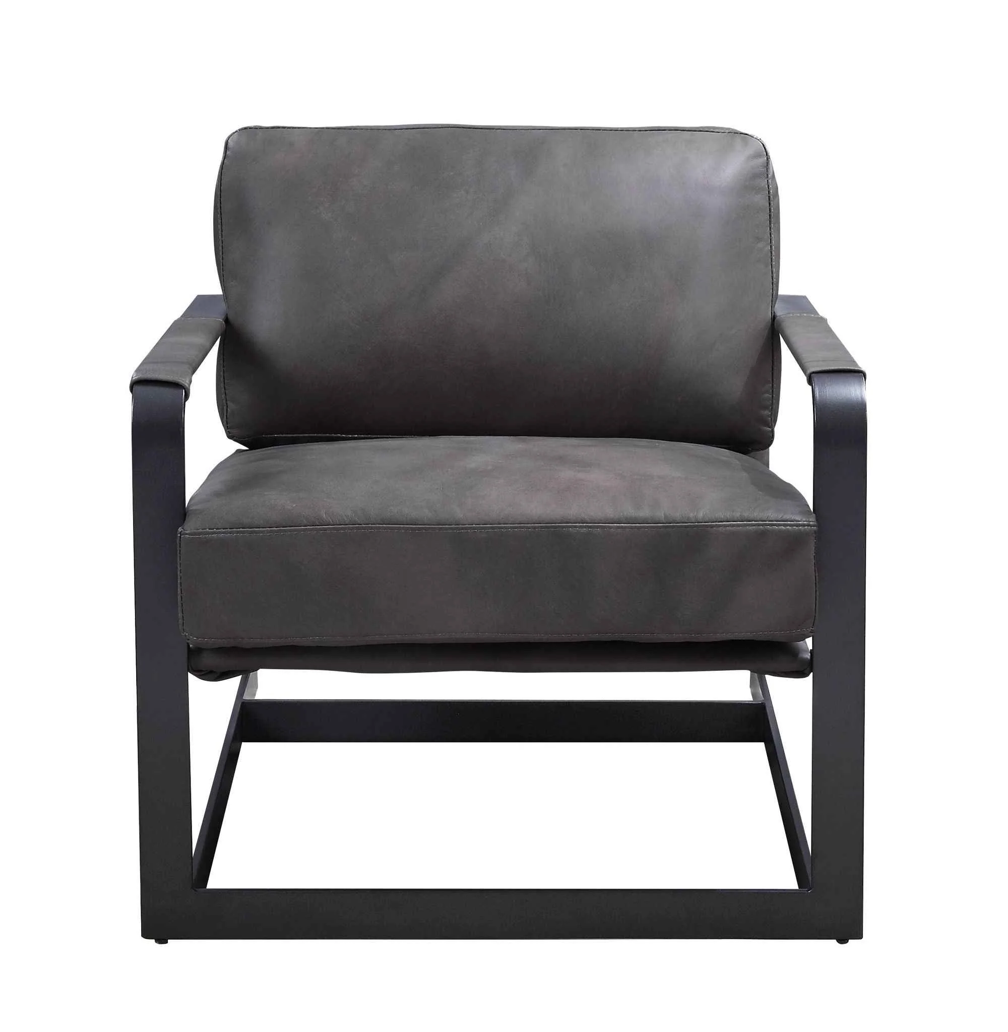 Traditional Locnos – Accent Chair – Gray Top Grain Leather amp Black Reusable