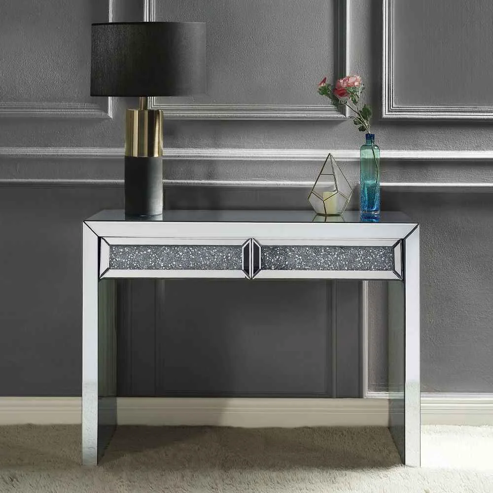 Trusted Noralie – Console Table Faux Diamonds – Mirrored Minimalist