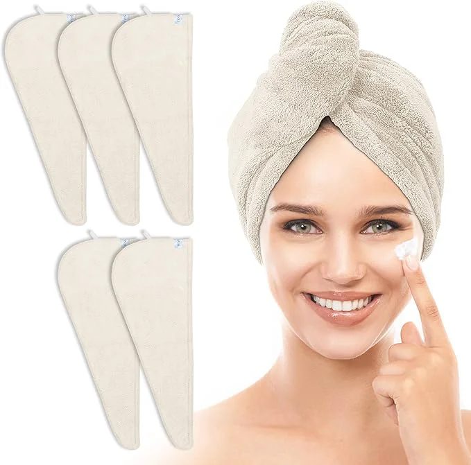 Traditional TENSTARS 5 Pack Thicken Microfiber Hair Towel Wrap Elite
