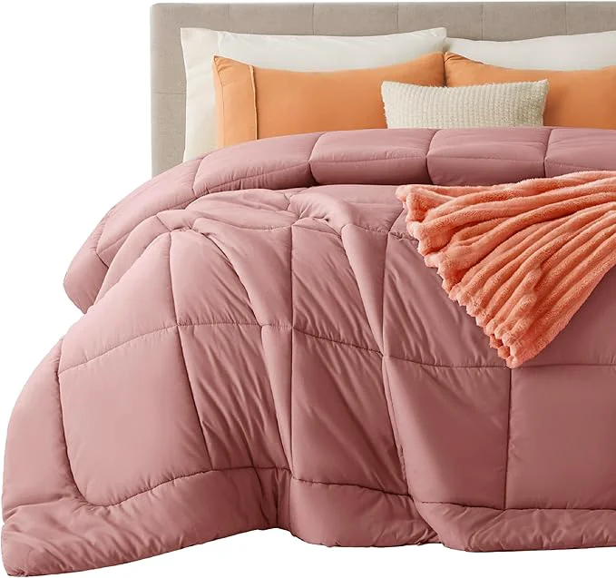 High-Grade Bedsure Comforter Duvet Insert – Quilted Comforters King Size All Season Duvet GentleSoft Down Bedding with 8 Tabs Gifts for Women Men Dusty Pink King 90 x 102 Inches Powerful