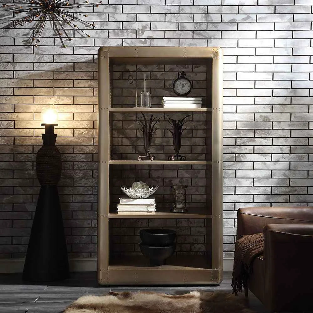 Breathable Jennavieve – Bookcase – Gold Aluminum Practical