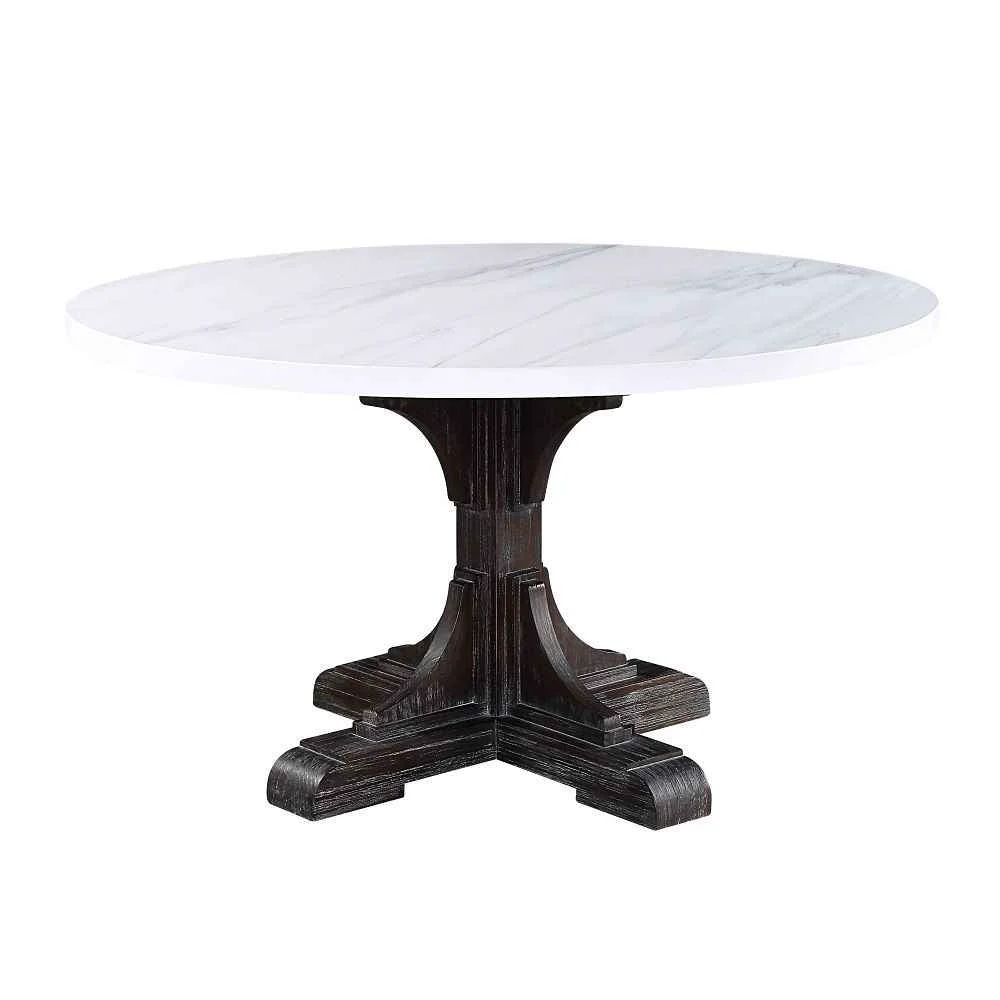 Crafted Gerardo – Dining Table – White Marble Top amp Weathered Espresso Breathable