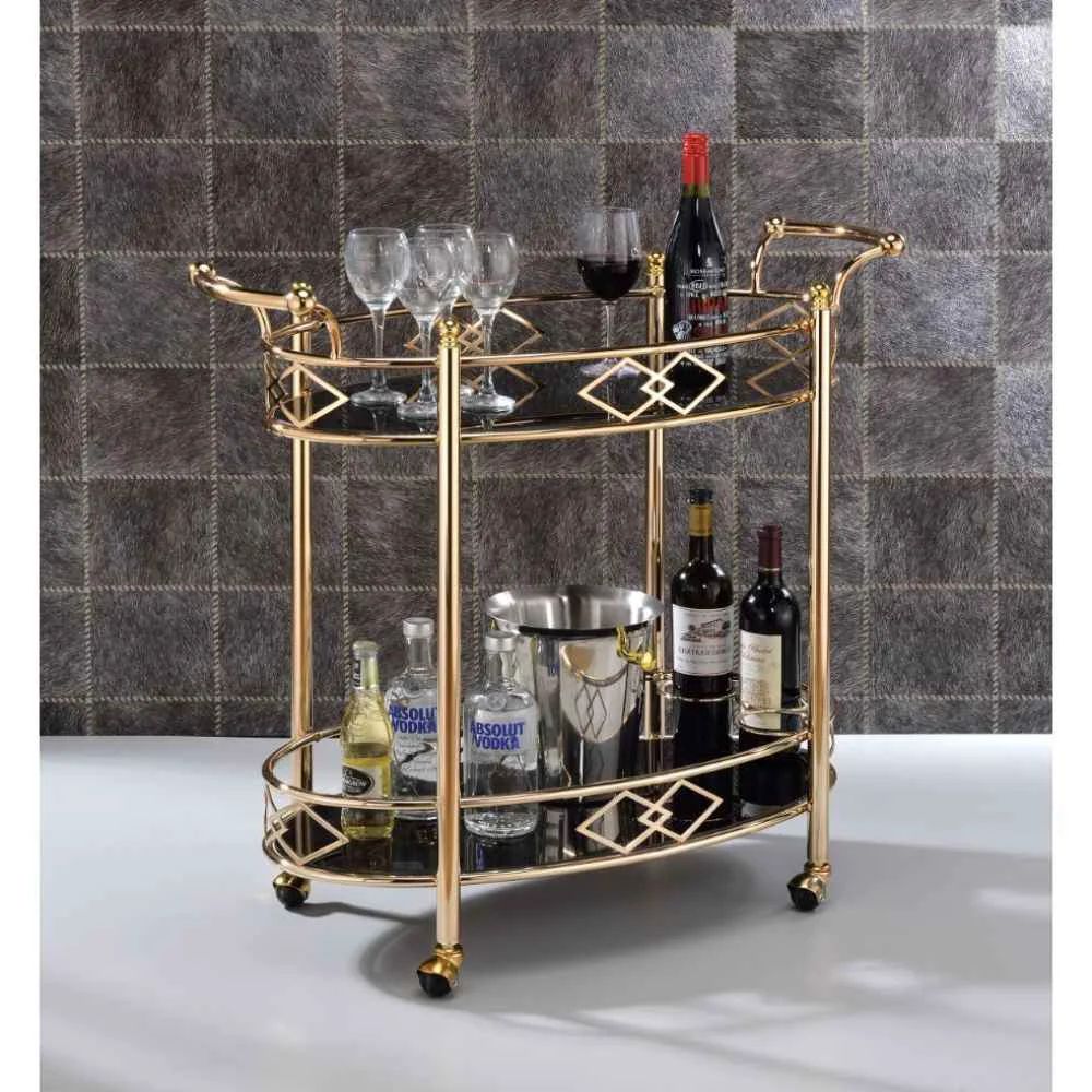 Professional Ottesen – Serving Cart – Black Glass amp Gold Classic