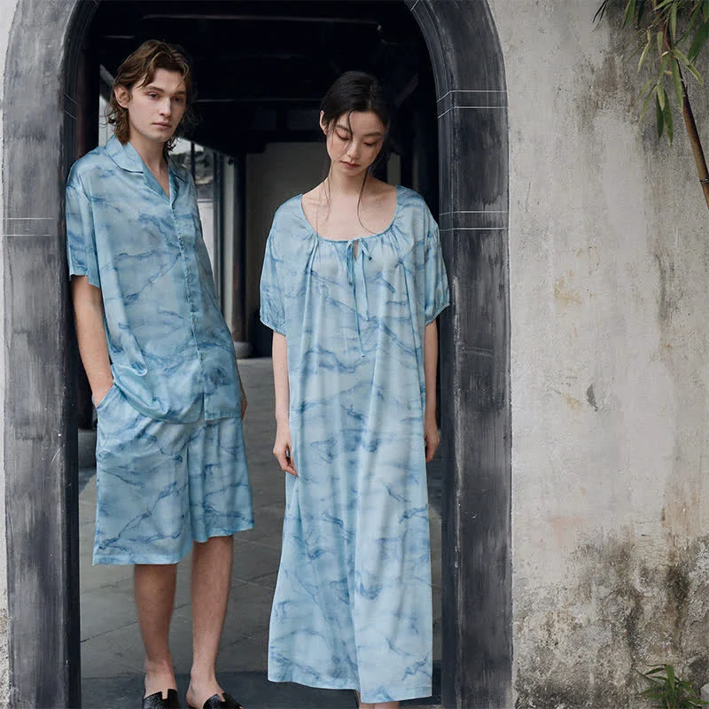 Easy-to-Use Ownkoti Blue Watercolor His amp Hers Loungewear Set Exceptional
