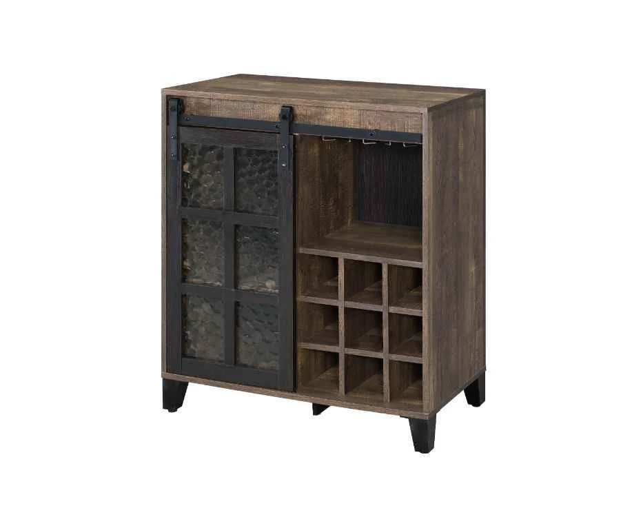 Certified Treju – Wine Cabinet – Obscure Glass Rustic Oak amp Black Responsible