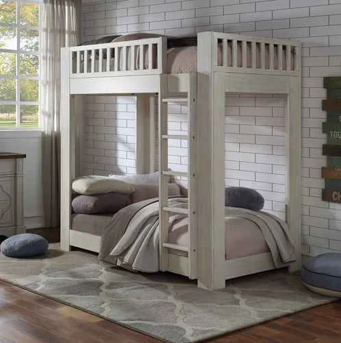 Organic Cedro – Twin Over Twin Bunk Bed – Weathered White Innovative