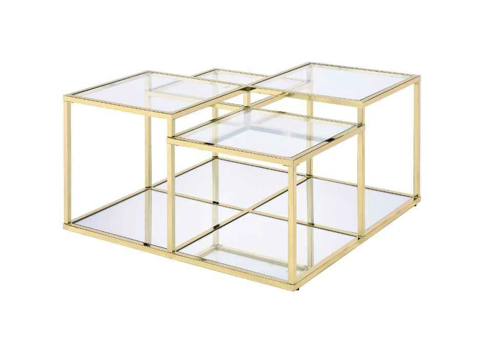 High-Grade Uchenna – Coffee Table – Clear Glass amp Gold Safe