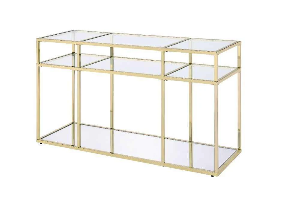 Refined Uchenna – Sofa Table – Clear Glass amp Gold Superior