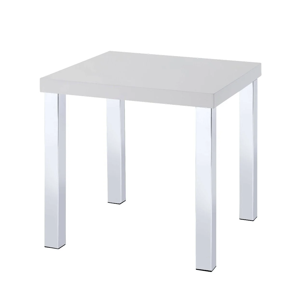 Durable Harta – End Table – White High Gloss amp Chrome Solid