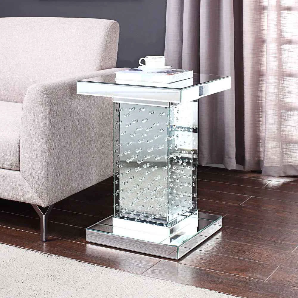 Trusted Nysa – 26 quot End Table – Mirrored amp Faux Crystals Comfortable