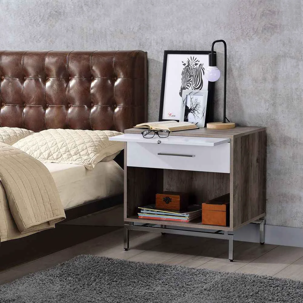 Recyclable Cistus – Accent Table – Weathered Gray Oak amp White Modern