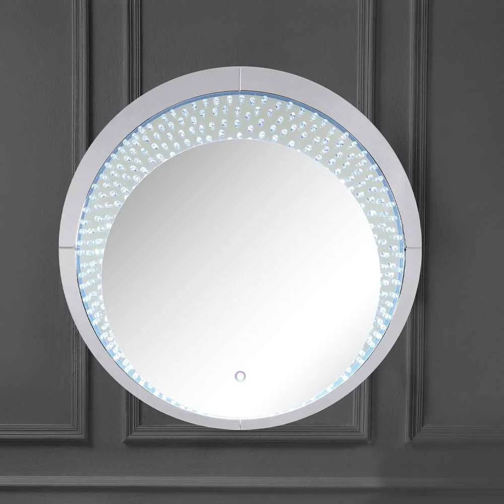 Premium Nysa – 39 quot Accent Mirror With LED – Mirrored amp Faux Crystals Excellent