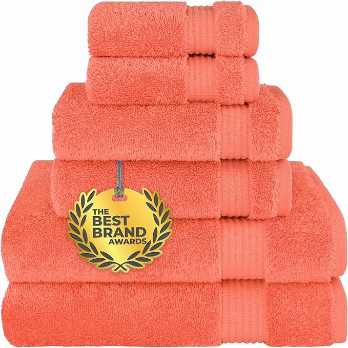 Crafted Cotton Paradise 6 Piece Towel Set Cotton Soft Absorbent Turkish Towels Clean