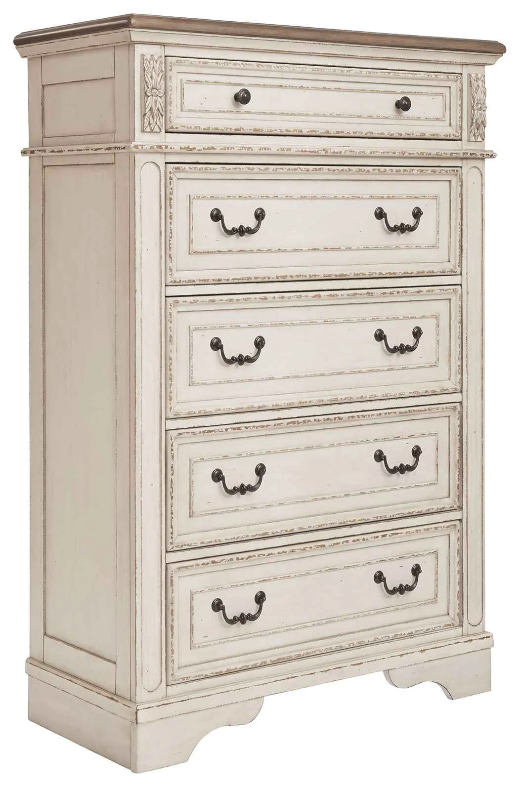 User-Friendly yn – Five Drawer Chest – White Brown Beige Exclusive
