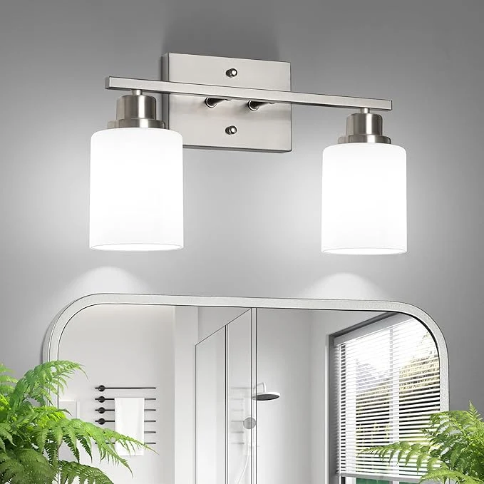 Fine Ascher Bathroom Light Fixtures 2-Light Vanity Light Over Mirror Brushed Selected