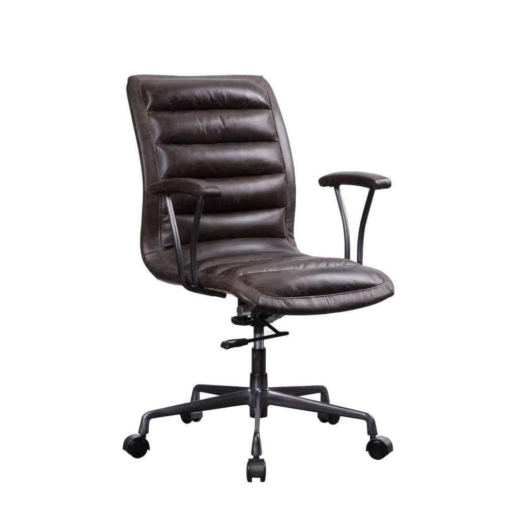 Long-Lasting Zooey – Office Chair – Distress Chocolate Top Grain Leather Comfortable