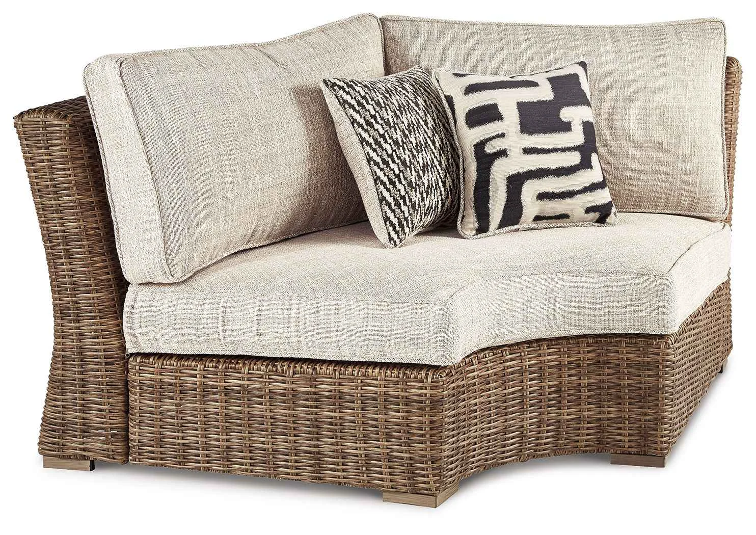Elegant Beachcroft – Curved Corner Chair w Cushion – Beige Reliable