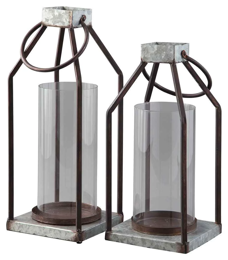 Top-Quality Diedrick – Lantern Set Set of 2 – Gray Black Proven