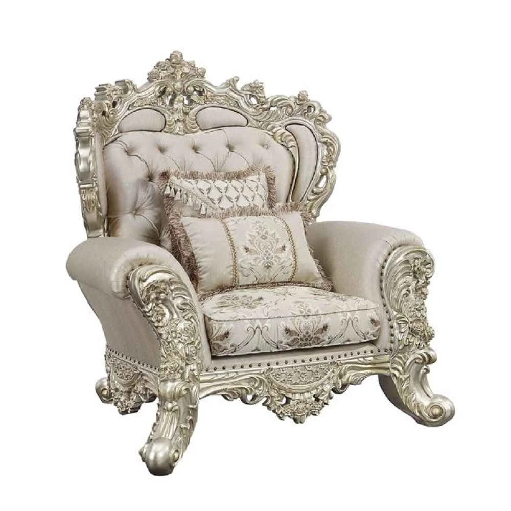 Casual Danae – Chair With 2 Pillows – Fabric Champagne amp Gold Minimalist